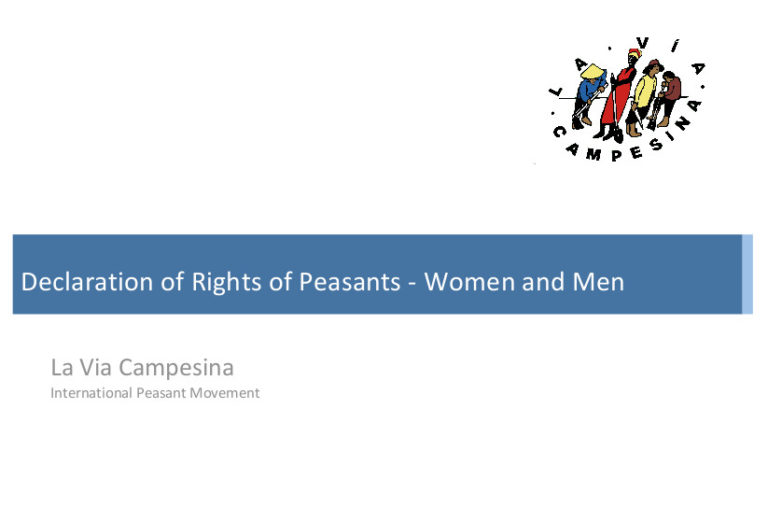 Declaration of Rights of Peasants ‐ Women and Men