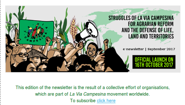 La Via Campesina | e-newsletter | Sept 2017