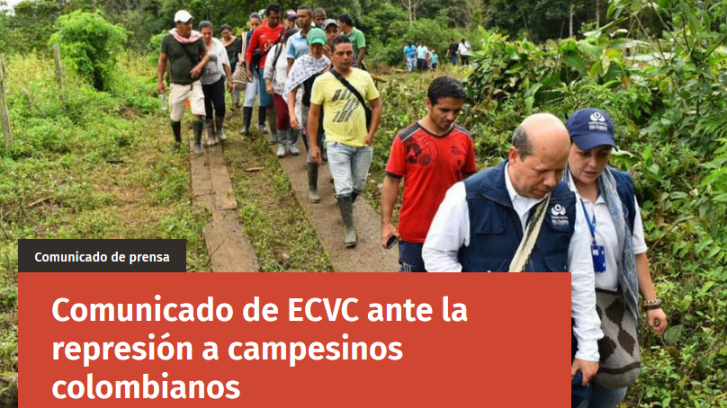 Comunicado de ECVC ante la represión a campesinos colombianos