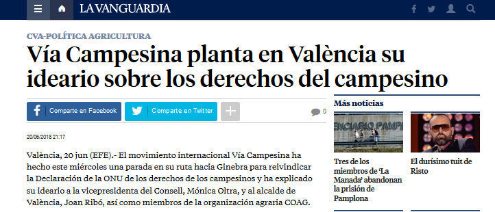 La Vía Campesina planta en València su ideario sobre los derechos del campesino