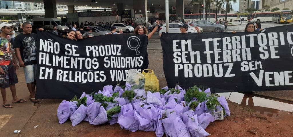 Las Mujeres Sin Tierra distribuyeron alimentos de la Reforma Agraria en Brasilia