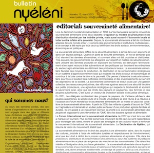 Numéro spécial de la lettre de Nyeleni sur la souveraineté alimentaire