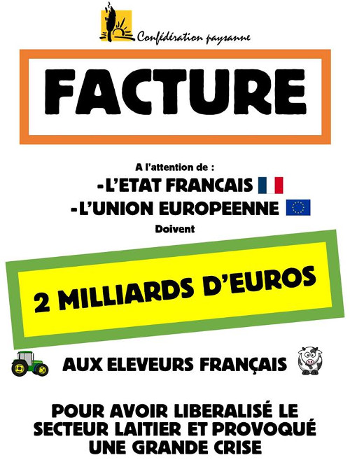 France, Crise laitière : 2 ans après la fin des quotas, 2 milliards d’euros de revenu en moins pour les éleveurs