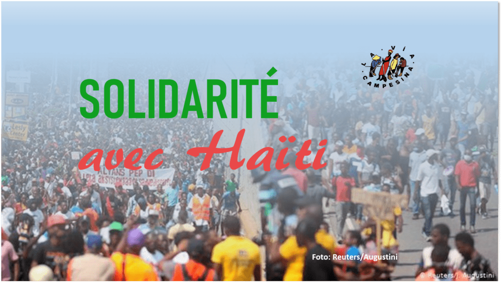La Vía Campesina appelle à la solidarité avec Haïti, un pays confronté non seulement à une catastrophe naturelles dévastatrice, mais aussi à un désastre politique et économique.